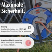 Brennenstuhl Kábeldob 25m Kék - Kültéri Használatra, Műanyag Házzal, 230V, Önzáró Védőérintkezős Kombinált Aljzattal, Hordozható Kivitel 5