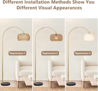 Rayofly Arany Ívelt Állólámpa Rattan Lámpaernyővel - Modern Boho Padlólámpa Távirányítóval, LED Izzóval, Alkalmazásvezérléssel, Fényerőszabá 5