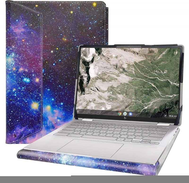 Husă de protecție din piele cu model Galaxy Mint pentru Chromebook HP Elite C1030 și x360 13c de 13.5"