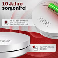 ALPENLUFT 3 db Füstérzékelő 10 Éves élettartammal- Lapos Tűzjelző Készlet Hálószobákba, LED Villogás Nélkül, Fúrás Nélküli Telepítés 4