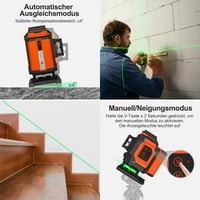 TakamineTech 3x360° Zöld Lézeres Szintező - 12 Vonalas Önbeálló Lézerszintező Távirányítóval, Építkezéshez, Csempézéshez, Type-C Töltéssel 3