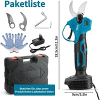 Mucek Akkumulátor Nélküli Elektromos Metszőolló Makita Kompatibilis, 21V Professzionális Kerti Olló 15-30mm Vágásátmérővel, Kék 9