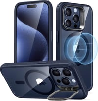 ESR iPhone 15 Pro MagSafe-kompatibilis katonai védőtok rejtett állvánnyal, sötétkék 1