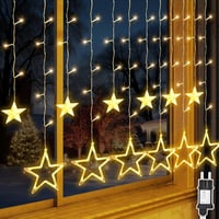 Bigzom LED Csillag Fényfüggöny 138 LED-del - 2,4x1m Meleg Fehér Világítás 8 Fénymóddal - Vízálló Karácsonyi Dekoráció Ablakra, Falra, Beltér 9