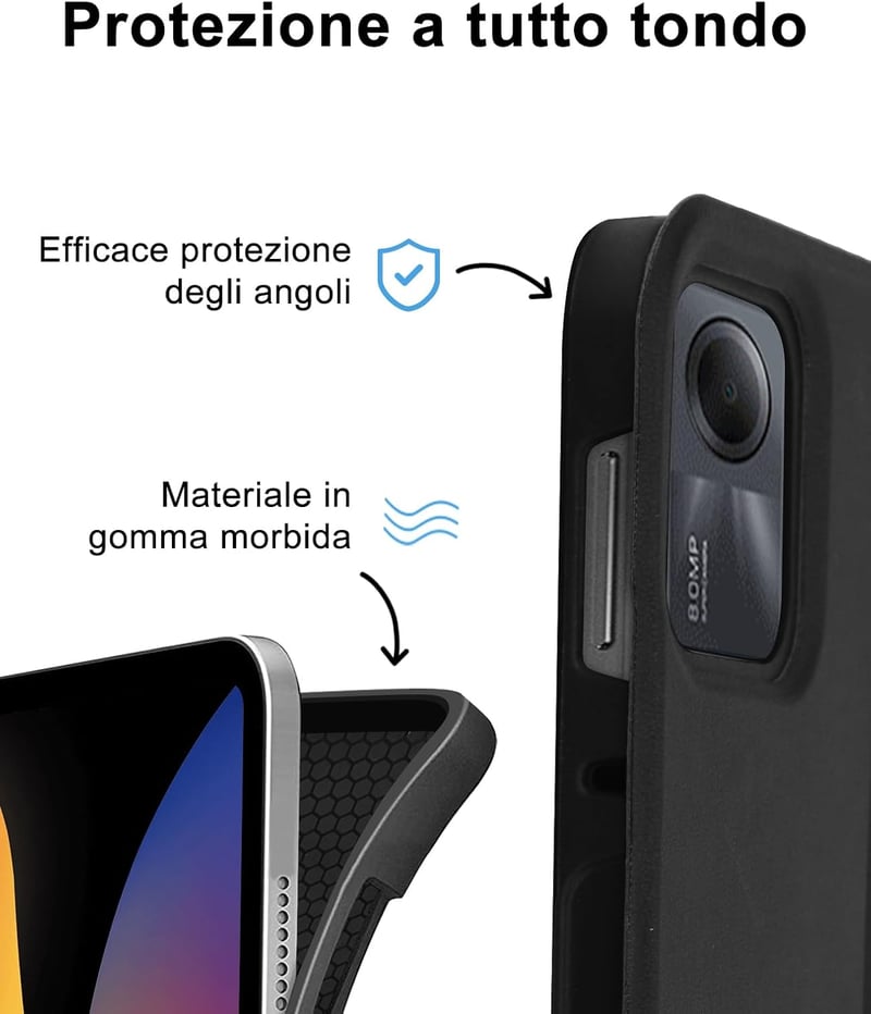 Xiaomi Redmi Pad SE 11" Bluetooth billentyűzetes tok - Olasz QWERTY, fekete, 2023