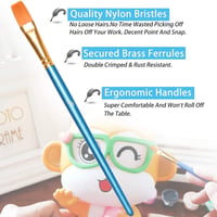 Vicloon 10 részes nylon ecsetkészlet - akvarell, akril és olajfestéshez - különböző méretű és formájú ecsetek kezdőknek és művészeknek - kék 3