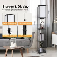 OUTON Állólámpa Polccal - Távirányítós, Fényerőszabályozós, 4 Színhőmérsékletű LED Lámpa 2 USB Porttal, Időzítővel - Nappali, Hálószoba, Iro 6