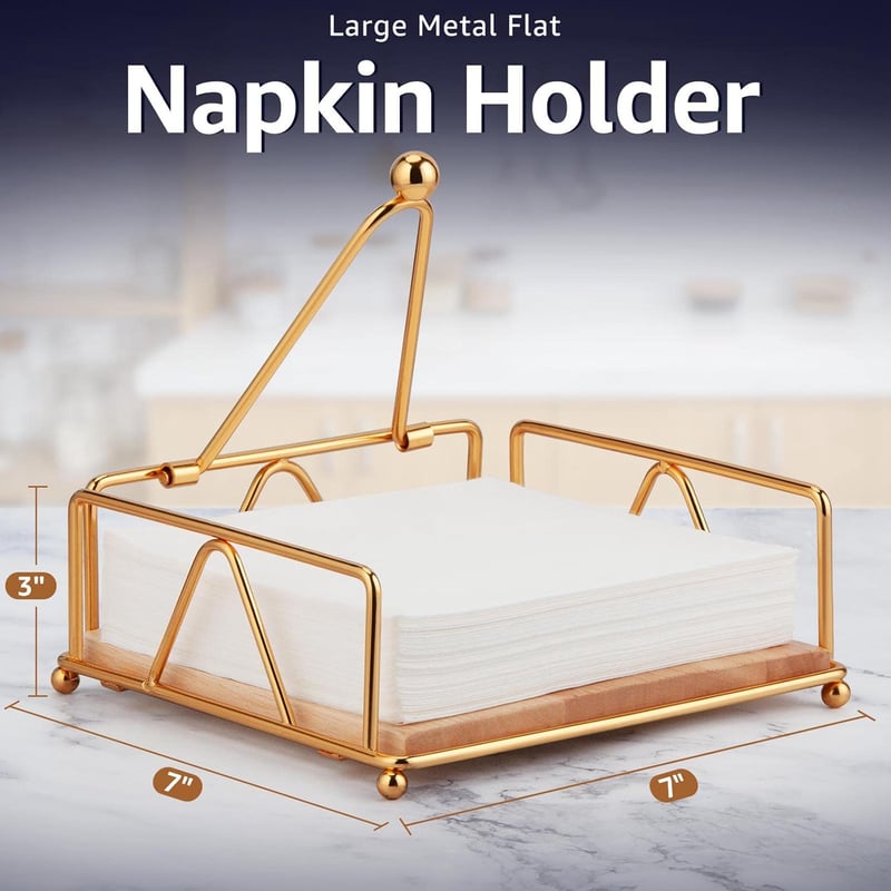 MOLEDINO Arany Fém Szalvétatartó - Stabil, Lapos Dizájn Konyhai Asztalhoz