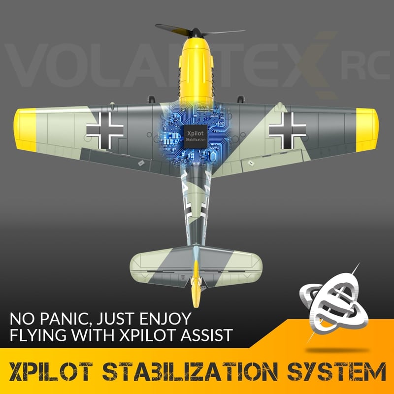 VOLANTEXRC Messerschmitt BF-109 V2 4 csatornás távirányítós repülőgép kezdőknek, giroszkóppal