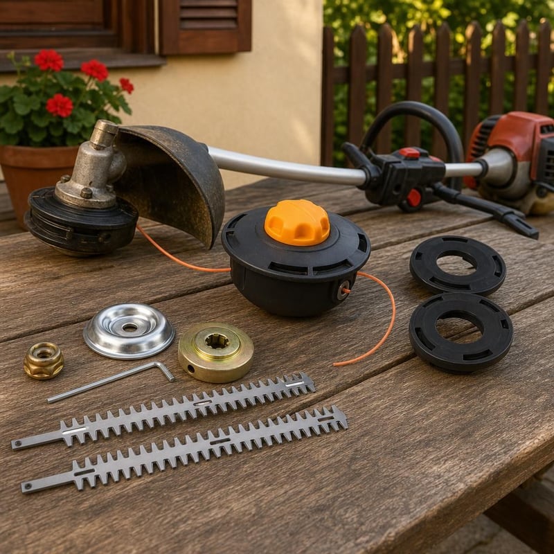 Set za održavanje trimera: 5-dijelni adapter + automatska glava + 2 poklopca + 1 par noževa za živicu