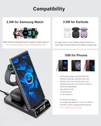 SwanScout 3-in-1 Vezeték Nélküli Töltőállomás Samsung S25/S24/S23/S22/Z Fold 6 Telefonokhoz, Galaxy Watch és Buds Készülékekhez - Indukciós  2