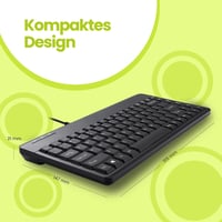 Perixx PERIBOARD-409 P Kompakt Mini PS/2 Vezetékes Billentyűzet - Fekete - QWERTZ Német Kiosztás - Windows Kompatibilis - 88 Gombos 5