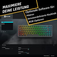 KLIM Shift 60% Mechanikus Billentyűzet - Vezeték Nélküli, Hotswap, Gamer - 2.4 GHz & Bluetooth TKL - PC, PS4, PS5, Mac Kompatibilis - QWERTZ 4