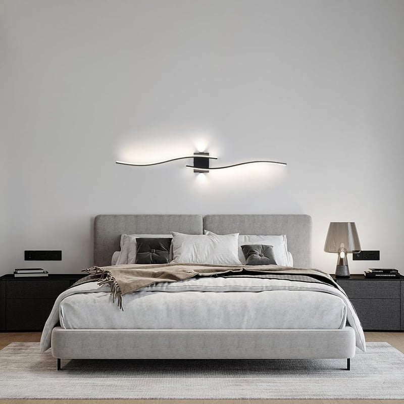 minifair 100 cm Fekete LED Fali Lámpa - Szabályozható Fényerejű Modern Akril Világítás Kiegészítő Fényforrással Nappaliba, Folyosóra, Lépcső