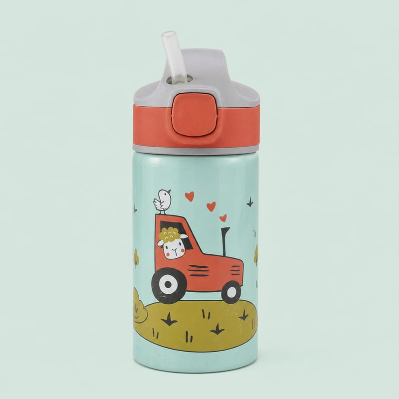 SIGG Miracle Tractor aluminijska dječja bočica sa slamkom, morsko zelena-narančasta, 0,4 l - Rabljeno, isprobano stanje (stanje: vidi 2. sliku)