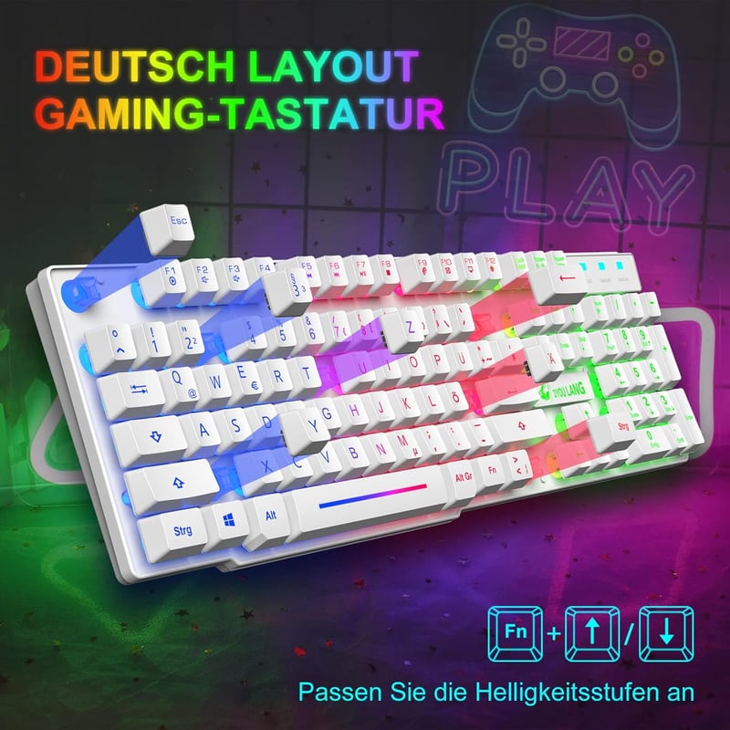 Trust GXT 838 Azor fehér RGB gaming billentyűzet és egér szett PC/PS5/PS4/Xbox