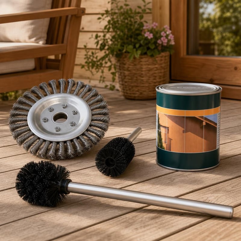 Balík na údržbu terasy: lazúra 750 ml + kefa na burinu + WC kefa s náhradnou hlavicou
