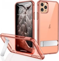 Apple iPhone 11 Pro Max Rózsaarany Áttetsző Szilikon Tok Kitámasztóval 1