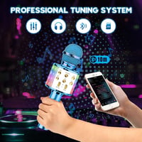 ShinePick Kék Bluetooth Karaoke Mikrofon LED Fénnyel, Hangszóróval - Android/iOS Kompatibilis 3