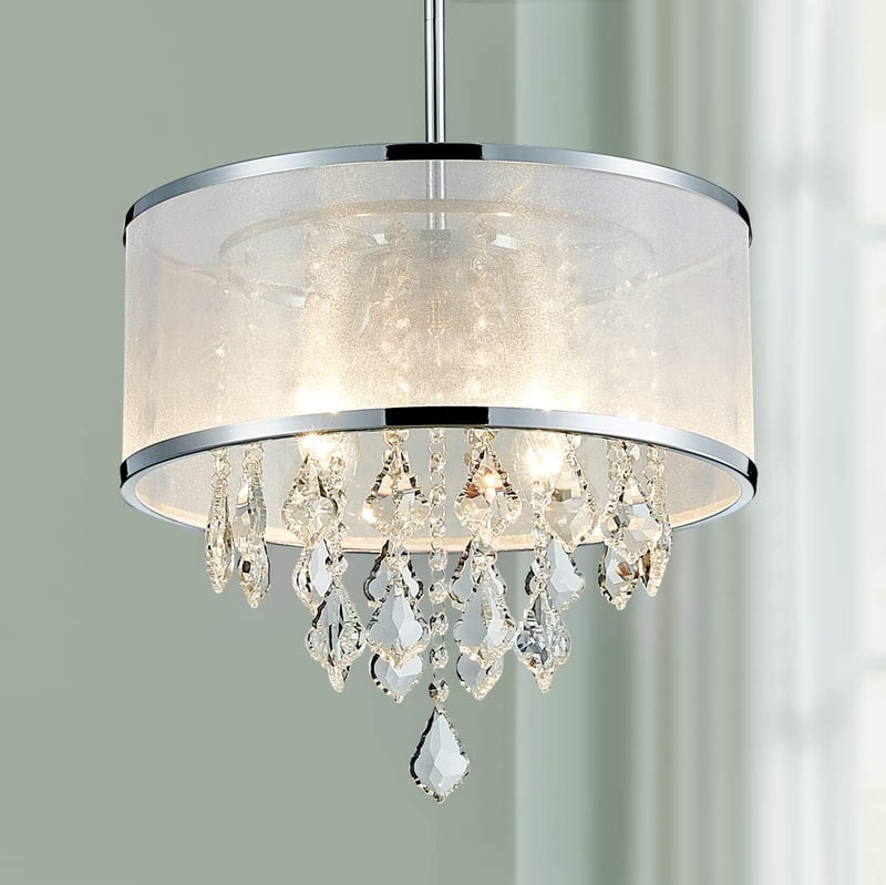 Bestier Modern Kristály Csillár Mennyezeti Lámpa - Króm Félig Süllyesztett, 6 Izzós, E14 Foglalat, 77x25x19 cm, LED/CFL Kompatibilis
