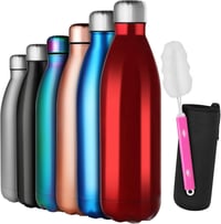 GeeRic Rozsdamentes Acél Termosz 750ml - Dupla Falú Hőszigetelő Kulacs, Szivárgásmentes, BPA-mentes, Túrázáshoz, Sportoláshoz, Világos Lila  1