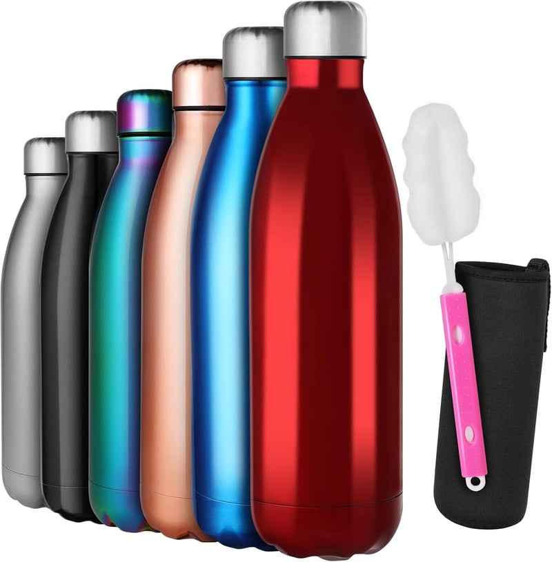 GeeRic Rozsdamentes Acél Termosz 750ml - Dupla Falú Hőszigetelő Kulacs, Szivárgásmentes, BPA-mentes, Túrázáshoz, Sportoláshoz, Világos Lila 