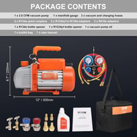 VEVOR 100L/min Vákuumszivattyú A2L Robbanásbiztos 150W 220V/50Hz Klímaszerelő Készlet Nyomásmérővel Légkondicionáló és Autóhűtő Rendszerekhe 7