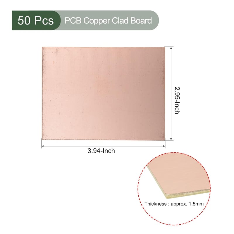 YOKIVE 50 db FR4 Egyoldalas Rézbevonatú PCB Panel 100x75x1.5mm - Elektronikai Hobbi Projektekhez, Áramköri Makett Készítéshez