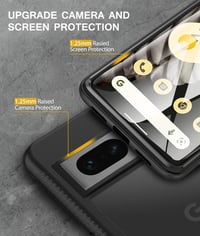 Google Pixel 7 Pro Ütésálló Átlátszó Tok Beépített Képernyővédővel - Fekete 3