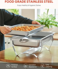 Wilprep Rozsdamentes Acél Ételmelegítő Tál 9L - Catering Melegentartó Edény Büféasztalhoz - Parti és Rendezvény Chafing Dish Szett GN Tároló 5