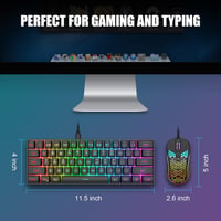 RedThunder 60% RGB Vezetékes Gamer Billentyűzet és Egér Szett, 62 Gombos, DE Kiosztás, 7200 DPI Kompakt Egér, 6 Gombos Optikai Játékos Szett 6