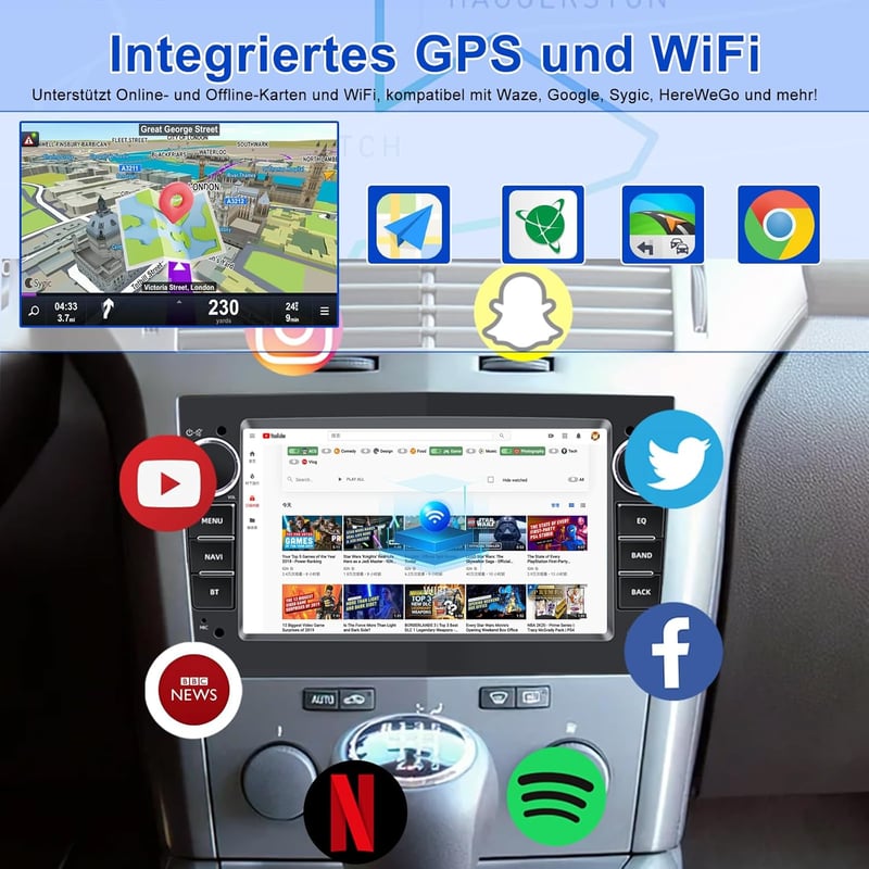 Opel 7" Android autórádió GPS-szel, CarPlay, 2+32GB, DSP - Astra H, Corsa, Vectra, Zafira