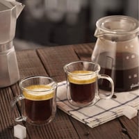 ecooe Dupla falú üveg eszpresszó csészék 120ml, hőálló fogantyúval, 2 db 7
