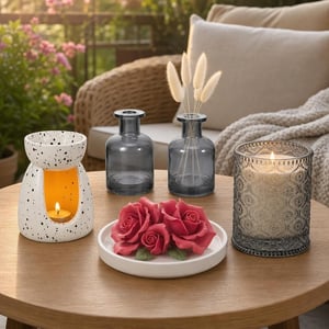 Aromapaket za opuštanje: 2x bočica za difuzor 150 ml + keramički difuzor + aroma lampa + mirisna svijeća