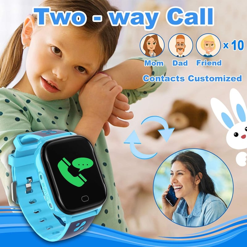 FRLONE Gyerek Okosóra Telefon - Vízálló, Kék, 3-13 éveseknek, Játékokkal, Kamerával