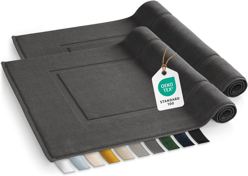 Blumtal Pamut Fürdőszobai Szőnyeg, 50x80 cm, 100% Frottír Pamut, Oeko-Tex Tanúsított, Mosógépben Mosható, 2 db-os Szett, Antracit