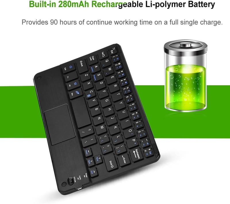 VBESTLIFE 7 colos ultravékony Bluetooth billentyűzet érintőpaddal, Android és Windows tabletekhez