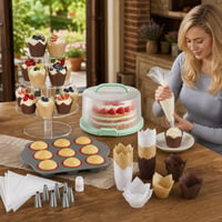 Muffin set: 12-dielna forma + 150 ks košíčkov + 8-dielna zdobiaca sada + 5-poschodový stojan + box 1