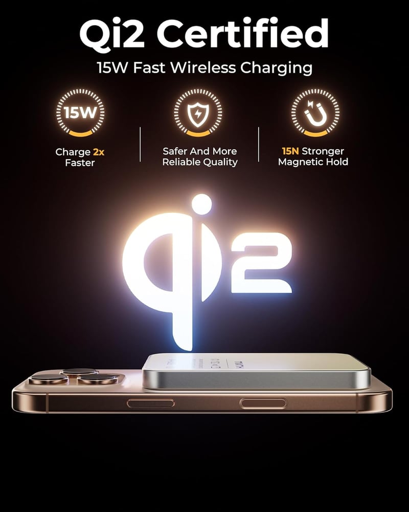 KU XIU Szilárdtest Powerbank Magsafe-hez - Qi2 15W Mágneses Külső Akkumulátor iPhone 16/15/14/13/12 Sorozathoz, 5000mAh Vezeték Nélküli
