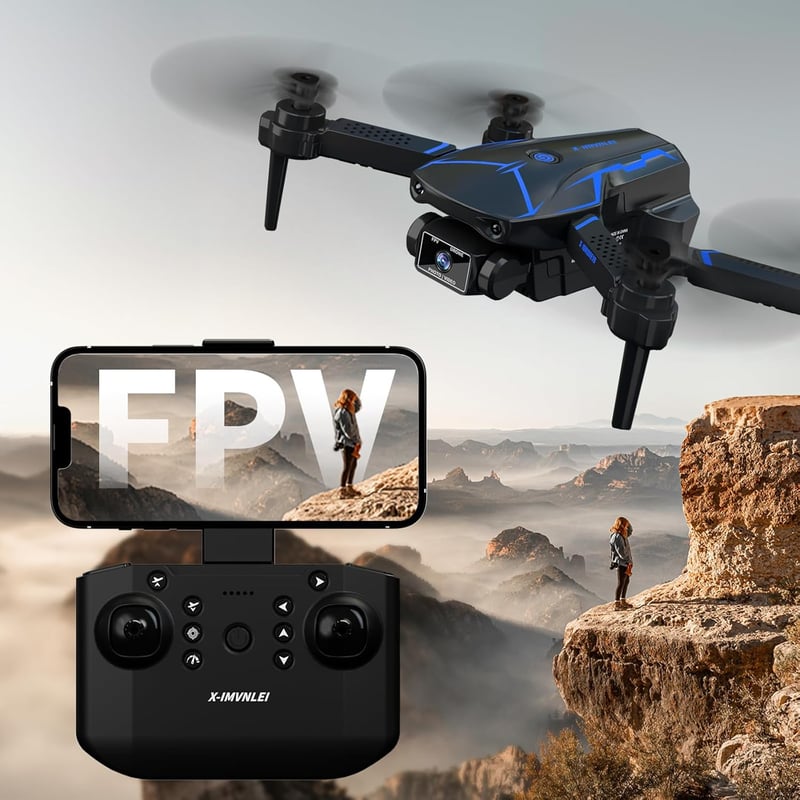FAKJANK X19 Mini Drón 720P HD Dupla Kamerával, WiFi FPV Élő Képátvitel, Összecsukható Quadcopter Gyerekeknek, Kezdőknek, Gesztus Vezérlés, O