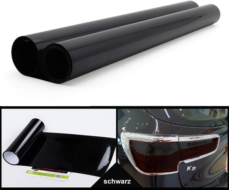 YAOBLUESEA Univerzális Autófólia 200x40cm - Fekete PVC Fényszórófólia, Vízálló, UV-Védő, Hőálló, Karcolásmentes Autómatrica Lámpákhoz