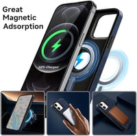 MOBESV Mágneses Telefontok iPhone 12 Mini 5.4" Készülékhez, MagSafe Kompatibilis Bőr Tok Állvánnyal, Vékony Elegáns Védőtok, Királykék 2