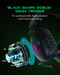 Black Shark Goblin X4 Vezeték Nélküli Gamer Fejhallgató PC, PS4, PS5 - 2.4GHz Alacsony Késleltetés, Bluetooth 5.2, 50mm Hangszórók, 60 Órás  3