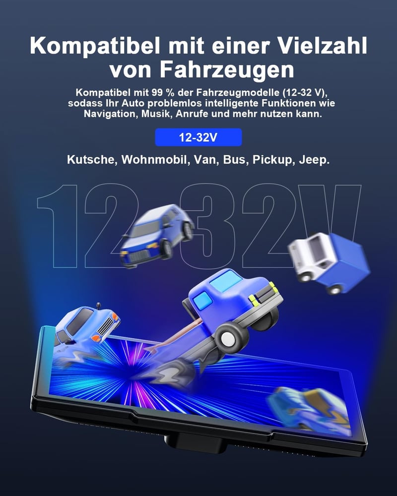 Avylet 8.1" Vezeték Nélküli CarPlay Kijelző Android és Apple Készülékekhez - IPS Érintőképernyő, IP67 Tolatókamera, GPS Navigáció, Bluetooth