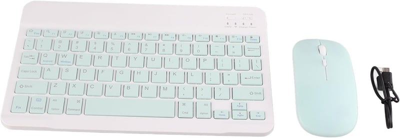 Yunseity 10"-es ultravékony Bluetooth billentyűzet és egér szett tabletekhez - Zöld