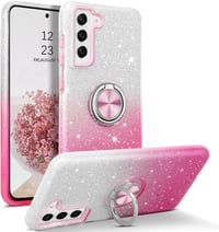 Samsung S21 FE 360°-os Csillogó Védőtok Gyűrűtartóval - Ütés- és Karcálló 1