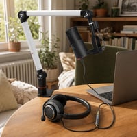 Podcaststart mikrofonkészlet: USB mikrofon + 360°-os boom állvány + fejhallgató + USB-C–3,5 mm kábel 1