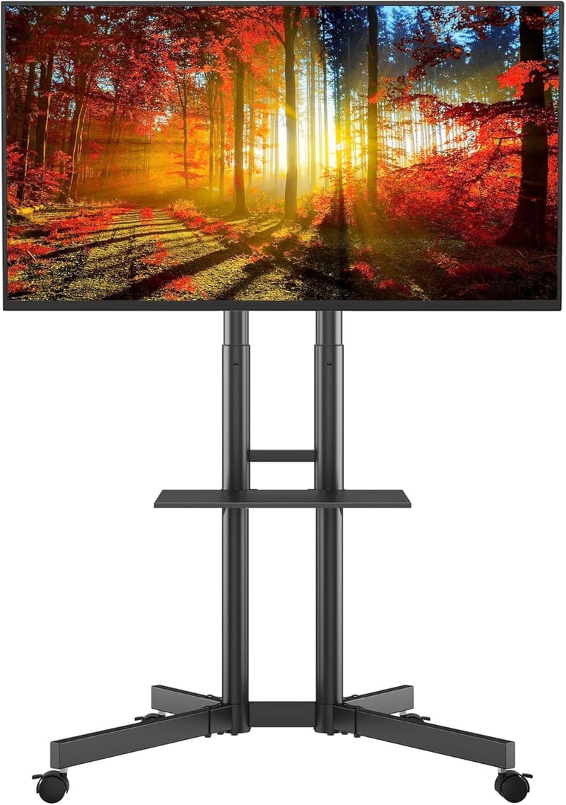BONTEC Gurulós TV Állvány - Állítható Magasságú Mobil TV Tartó 32-85" LCD/LED/OLED Képernyőkhöz, 60 kg Teherbírás, VESA 600x400mm