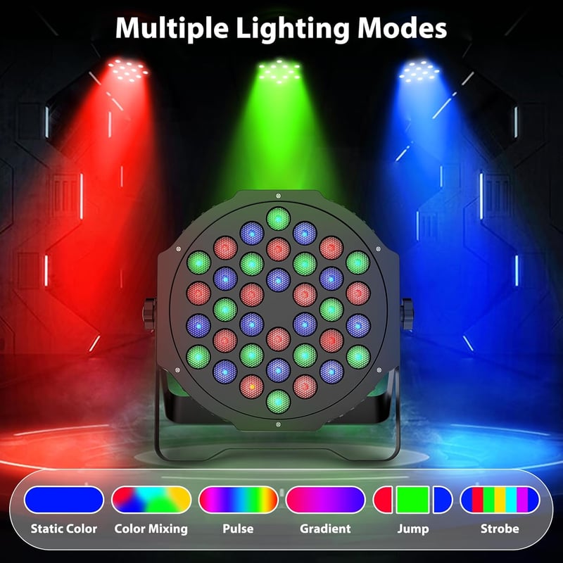 DELIBANG DMX512 RGB LED Par Lámpa Szett - 36 LED-es Diszkó Fény Távirányítóval - Színpadi Világítás Bulikhoz, Koncertekhez, Esküvőkre - 8 db