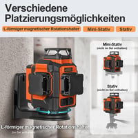 TakamineTech Zöld Keresztvonalas Lézer - 3x360° Önszintező Lézeres Szintező 12 Vonallal, Építkezéshez, 5200 mAh Akkumulátor, Távirányítóval, 7